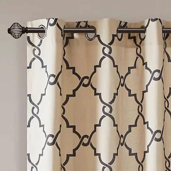 Madison Park Saratoga Window Panel Khaki/black - Picture 2 of 7